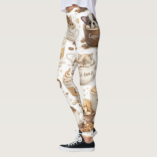 Leggings à motif de tasse de café (Gauche)