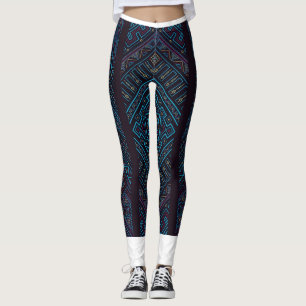 Leggings à motif géométrique bleu 