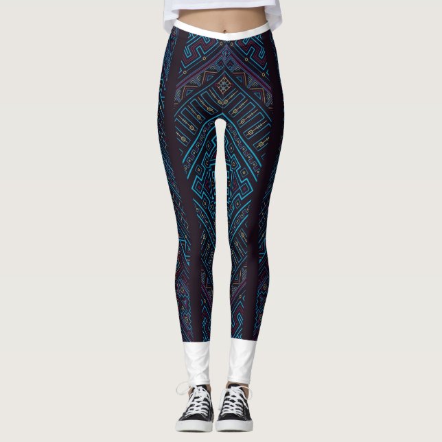 Leggings à motif géométrique bleu  (Devant)