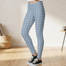 Leggings à motif gingham bleu poussiéreux prépa cô