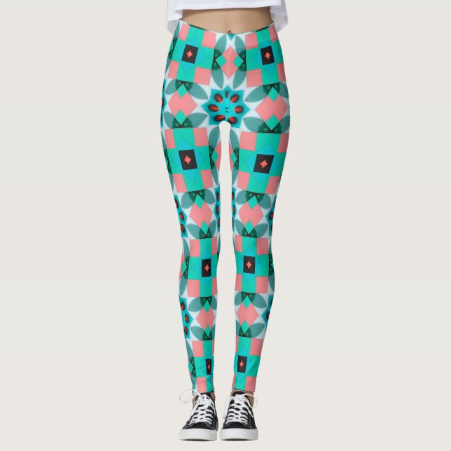 Leggings à motif méditerranéen moderne (Devant)
