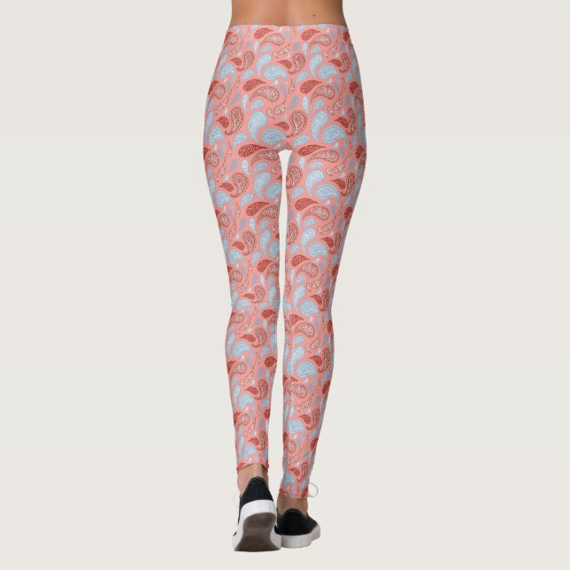 Leggings à motif paisley bleu saumon (Dos)