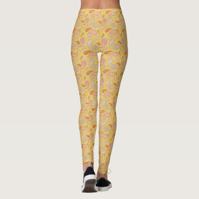 Leggings à motif paisley brun jaune (Dos)