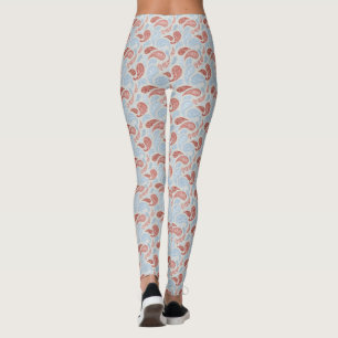 Leggings à motif paisley rouge-fumé-bleu