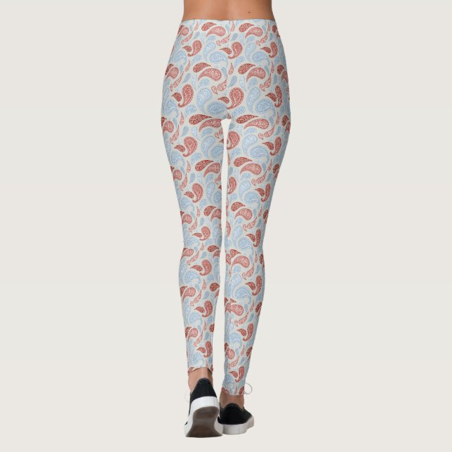 Leggings à motif paisley rouge-fumé-bleu (Dos)