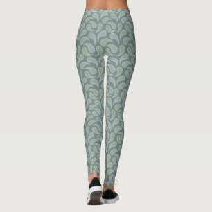 Leggings à motif paisley sarcelle-crème