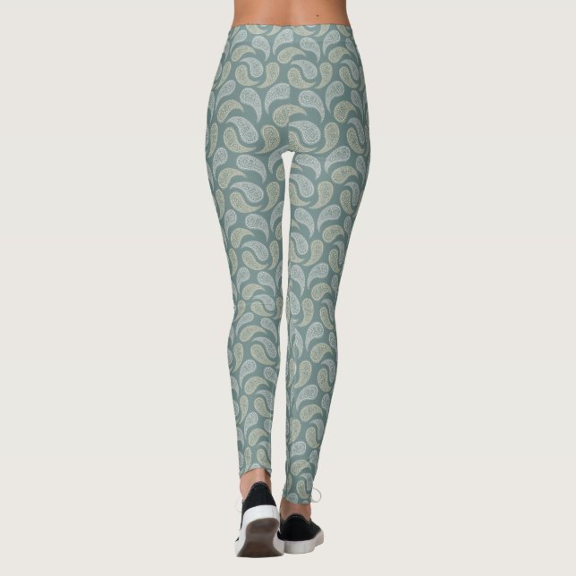 Leggings à motif paisley sarcelle-crème (Dos)