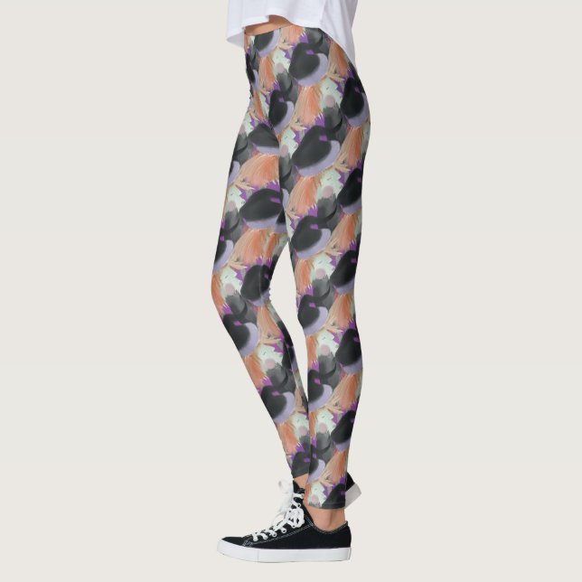 Leggings à motif répétitif de sorcière à l'aquarel (Gauche)