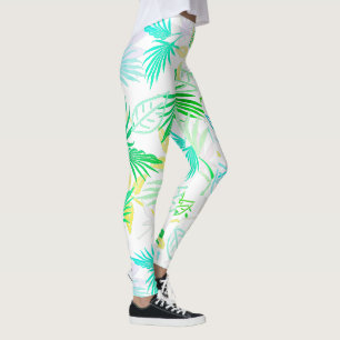 Leggings à motif tropical de feuilles de palmier