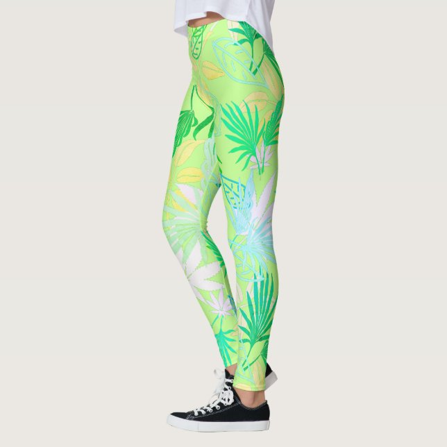 Leggings à motif tropical de feuilles de palmier (Gauche)