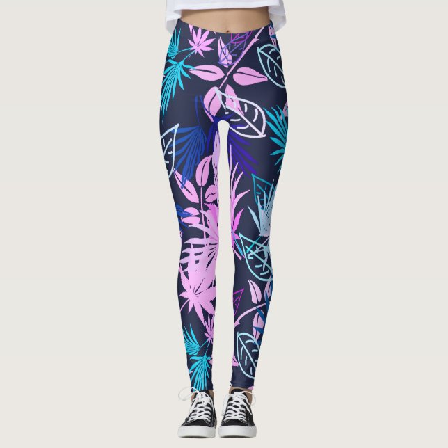 Leggings à motif tropical de feuilles de palmier (Devant)
