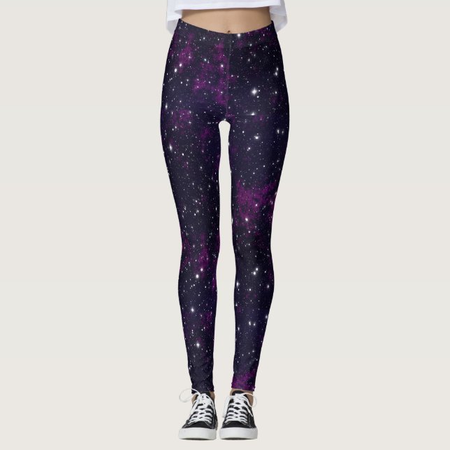 Leggings à motifs de galaxie violette (Devant)