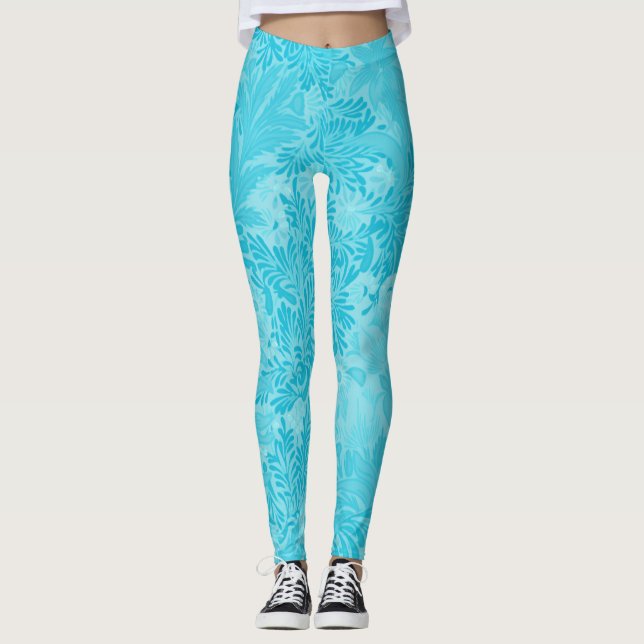 Leggings à motifs floraux bleus (Devant)
