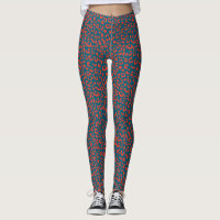 Leggings à motifs léopards - Rouge et bleu ardoise
