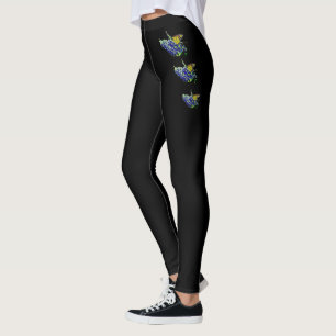 Leggings à papillon monarque noir