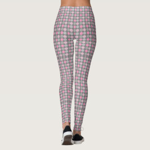 Leggings à pointes rose et gris Polka