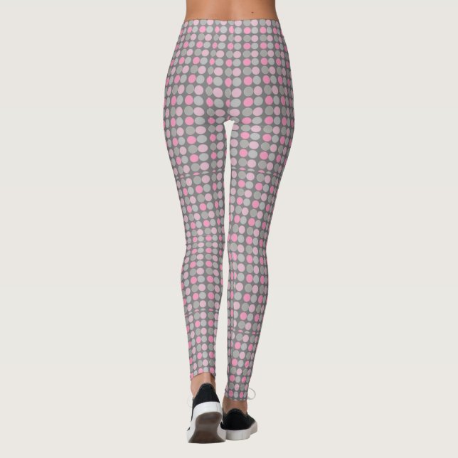 Leggings à pointes rose et gris Polka (Dos)