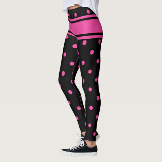 Leggings à points de polka rose