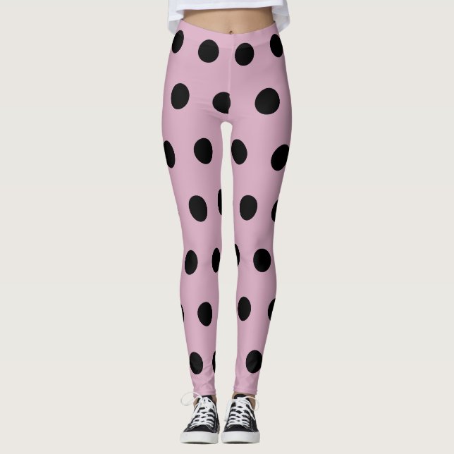 Leggings à points polka (rose et noir) (Devant)