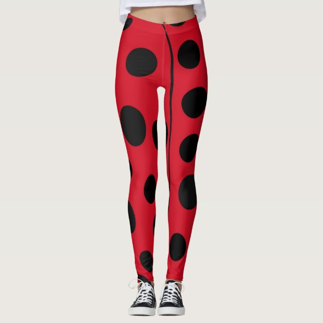 Leggings à points rouges et noirs de Ladybug (Devant)