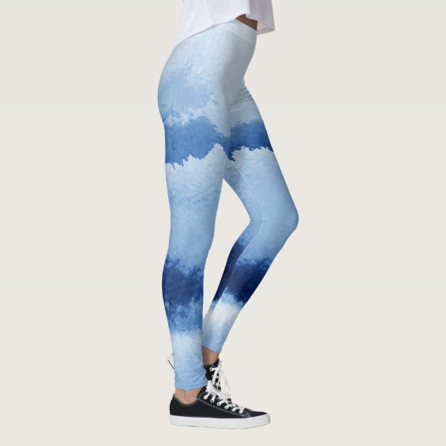 Leggings à rayures bleues aquarelle (Droite)