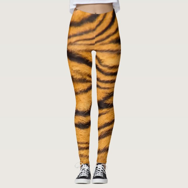 Leggings à rayures de tigre amusants et rapides (Devant)