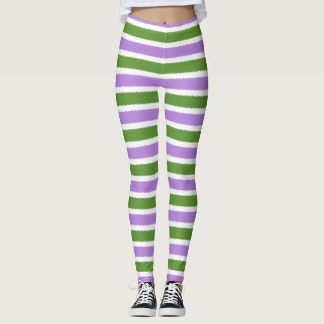Leggings à rayures étroites drapeau genderqueer (Devant)