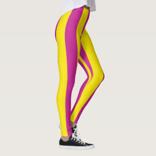 Leggings à rayures Vintages rose et jaune