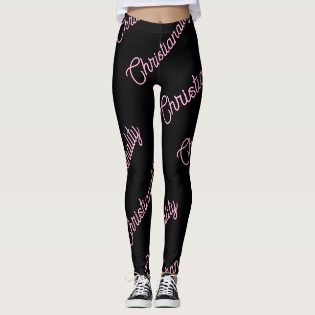 Leggings à répétition de logo rose (Devant)