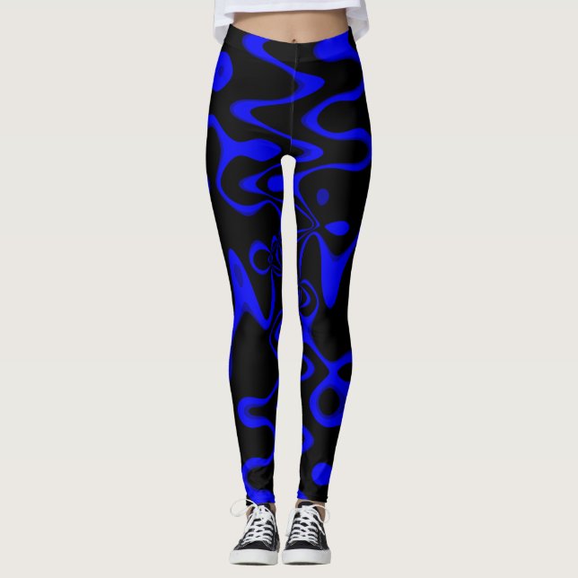 Leggings à traîneaux bleus et noirs (Devant)