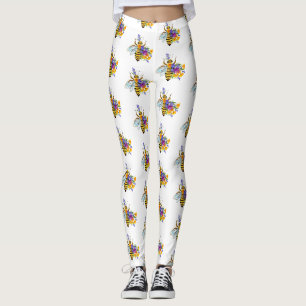 Leggings Abeille à fleurs avec plantes sauvages