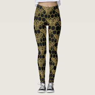 Leggings Abeille d'or noir CBDOilPrincesse 