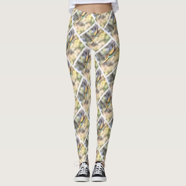 Leggings Abeille Européenne En Aquarelle De Vol (Devant)