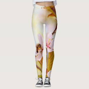 Leggings Abeille Sur Une Fleur De Cerise