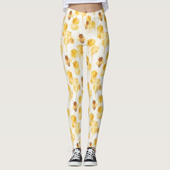 Leggings Abeilles à miel dorées jaunes (Devant)