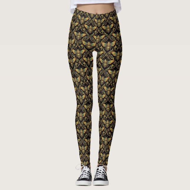 Leggings Abeilles Art Nouveau en Or (Devant)