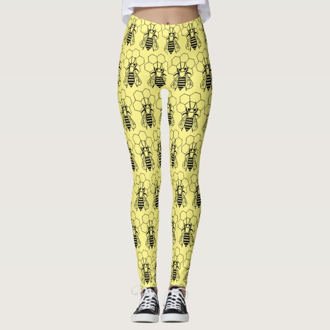 Leggings - Abeilles sur Honeycomb (Devant)