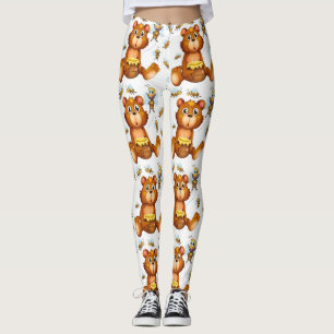 Leggings Abeilles Volantes Avec Un Ours De Miel