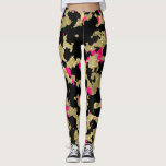Leggings Abrégé sur noir roses indien de parties<br><div class="desc">Guêtres</div>
