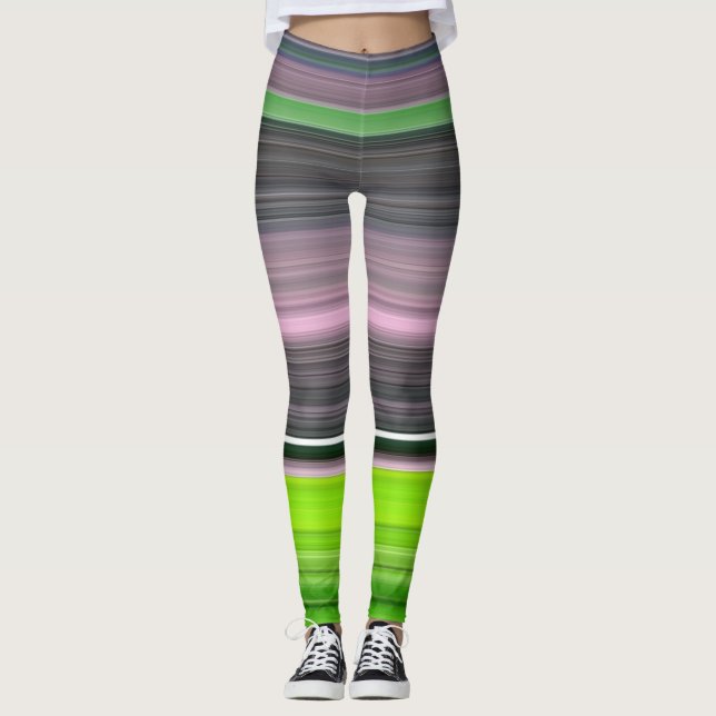 Leggings Abstract #1: Lime and grey (Devant)