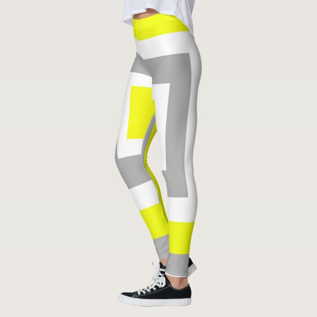 Leggings Abstract Art Yellow Grey White (Gauche)
