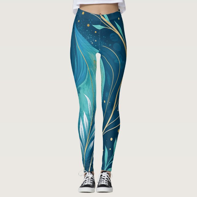 Leggings Abstract Artistic Flow Seamless Pattern (Devant)