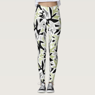 Leggings Abstract, Black and Green, Youth, Modern, Creative