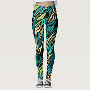 Leggings Abstract black turquoise