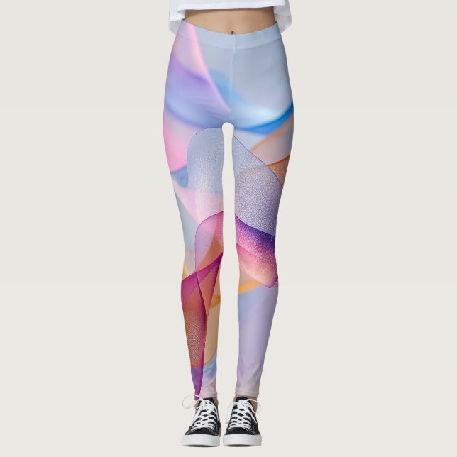 Leggings Abstract Colorful Flowing Ribbons (Devant)