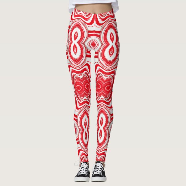 Leggings Abstract Cyber Pattern | Hypnotic Red/White  (Devant)