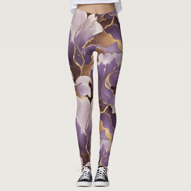 Leggings abstract lavender and gold (Devant)