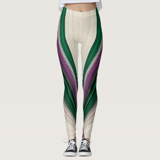 Leggings Abstract Line Pattern | Purple & Teal