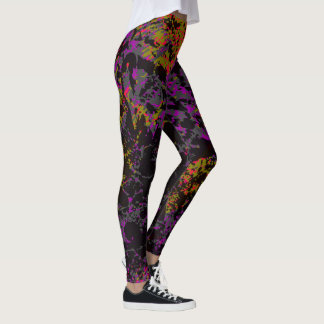 Leggings Abstract Neon Military Camouflage Chaos