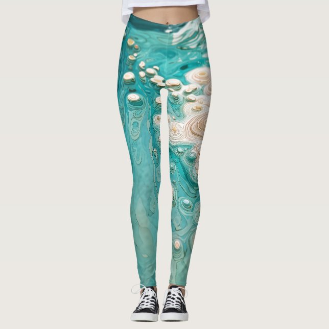 Leggings Abstract Topographic Ocean Art (Devant)